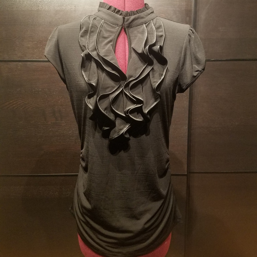Dressy stretchy keyhole blouse